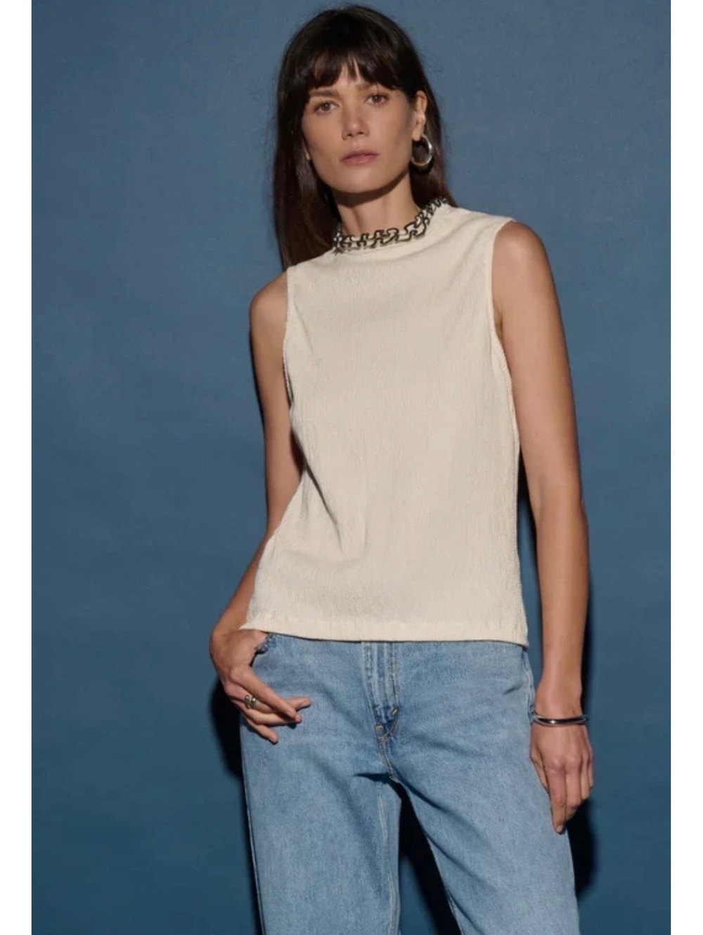 Nation LTD Pearl Ruffe Neck Top Designer sz m
